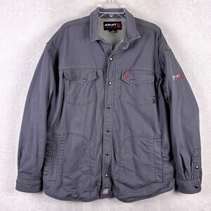 Ariat FR Work Jacket Men L Gray Heavy Canvas Cat 2 | 2112 Lined Utility Workwear